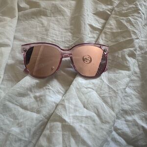 Transparent Pink Frame Sunglasses with Mirrored Lenses